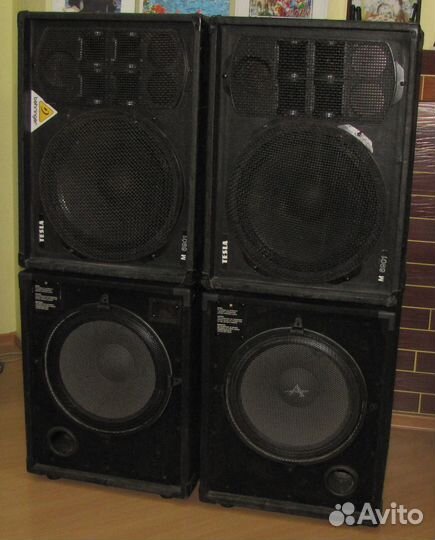 Колонки Tesla 2160W Сабвуферы C-Mark 4ш 15