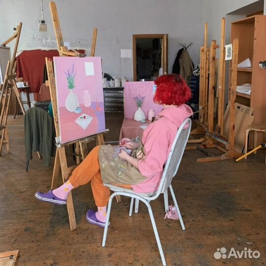 Картина маслом натюрморт в розовом цвете