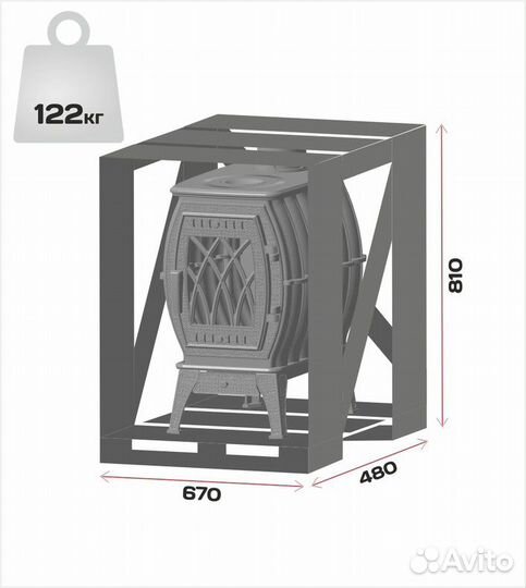 Печь-камин чугунная отопительно-варочная Бахта