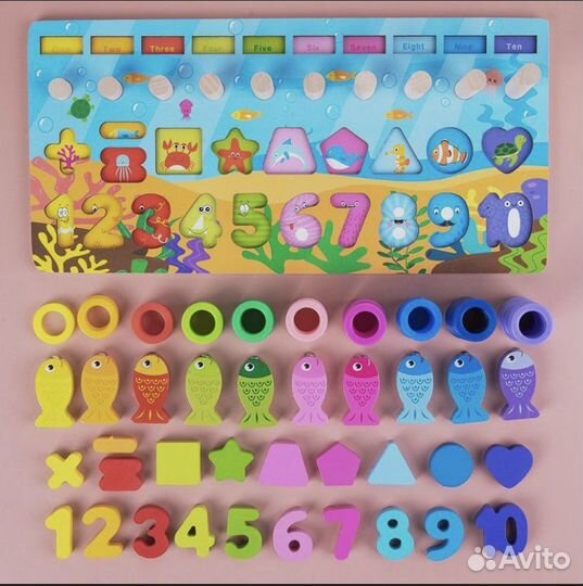 Многофункциональный деревянный сортер 6в1