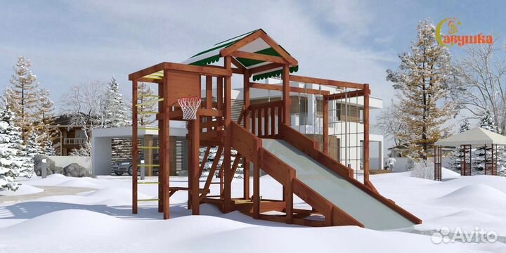 Площадка для улицы Савушка 4 сезона Мастер 4 Махаг