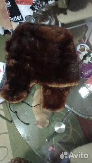 Шапка ушанка норковая коричневая