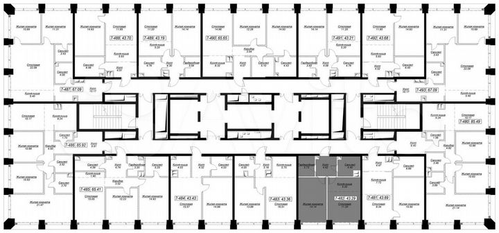1-к. квартира, 43,3 м², 37/55 эт.