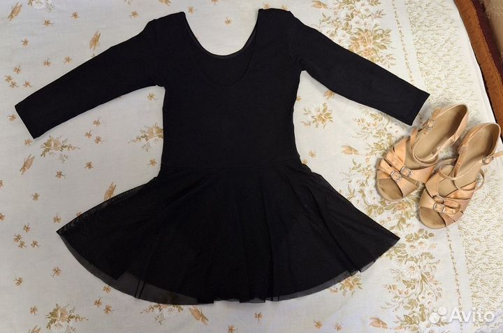 Гимнастический костюм-купальник с юбкой