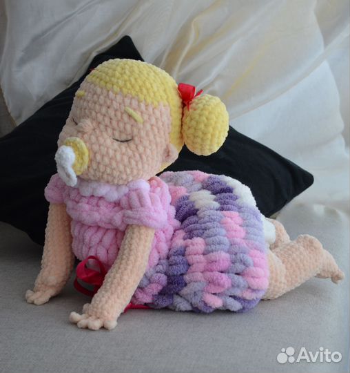 Кукла вязанная пижамница ручная работа