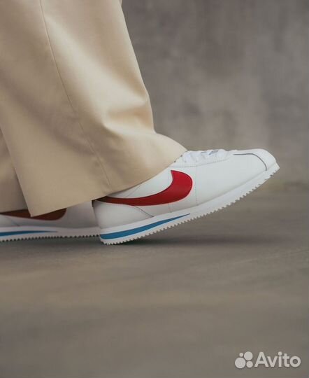 Кроссовки Nike Cortez White Red Classic Skin