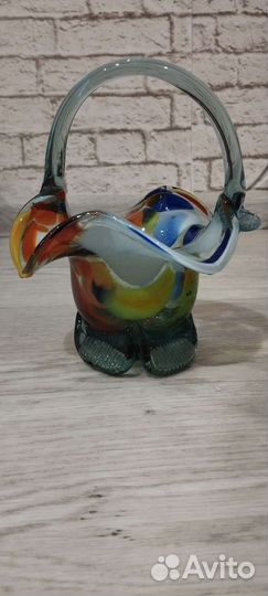 Конфетница из цветного стекла, времён СССР