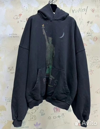 Худи balenciaga paris liberty hoodie oversized