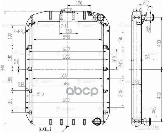 Радиатор охл. для ам Урал 4320-70,55571-70 (LRc