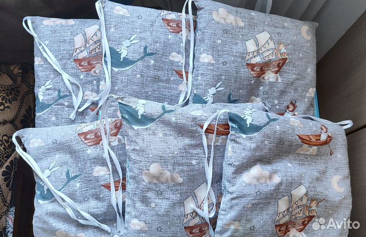 Бортики подушки 12шт + Болдахин на кроватку