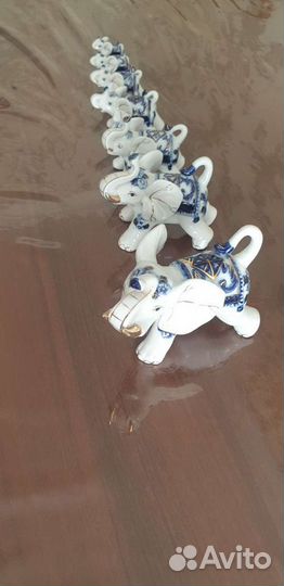 Слоники гжель фарфор