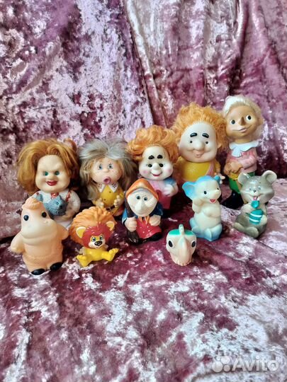 Резиновые игрушки СССР Буратино, Карлсон, Баба Яга
