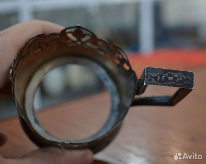 Серебряный подстаканник- кубачи. 875 пр. вес 84.3