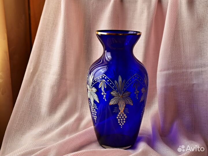 Ваза синее стекло СССР