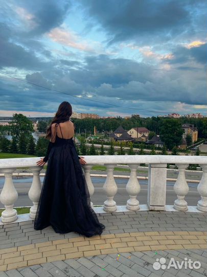 Вечернее платье в пол черное 42-44