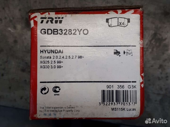 Колодки тормозные дисковые TRW на Hyundai Sonata