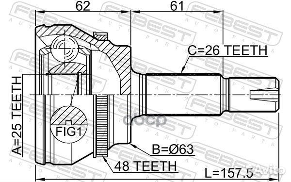 Шрус наружный 25x63x26 0110-znra48 Febest