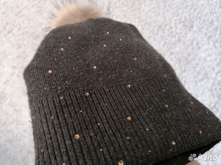 Шапка зимняя женская с помпоном