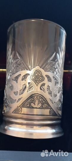 Подстаканник серебряный с хрустальным стаканом