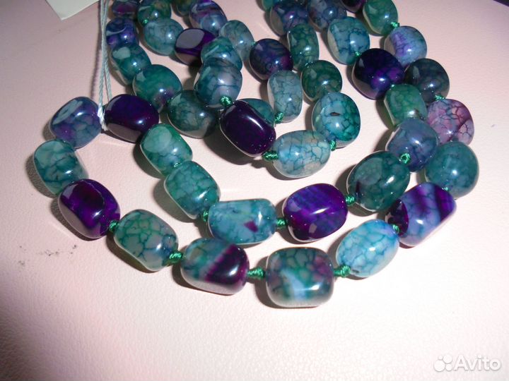 Бусы агат 105 см натур фиолетово-зелёного цвета