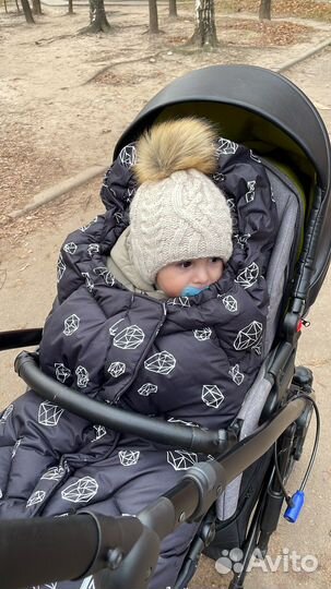 Зимний конверт в коляску с муфтой leokid