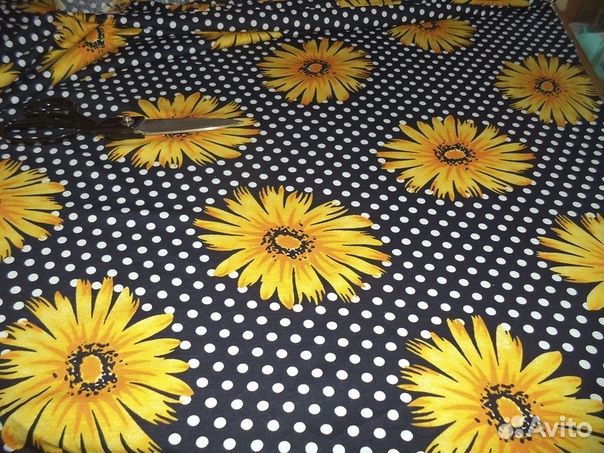 Ткань трикотаж кулирка кораблики и ромашки