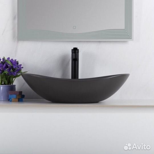 Раковина накладная BelBagno BB1404 серая матовая