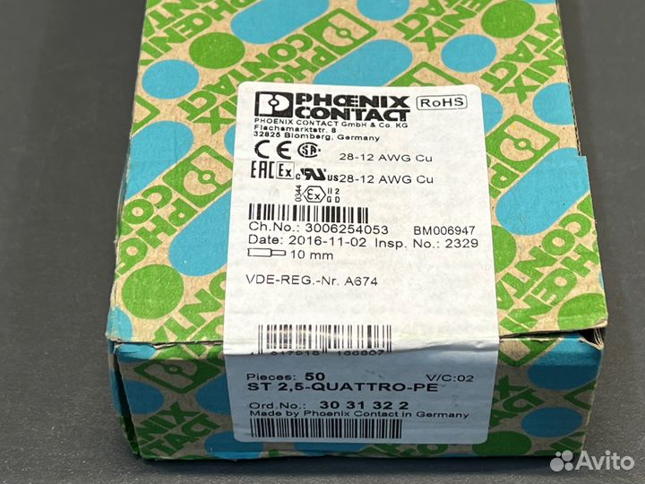 Phoenix contact 3031322 Клемма, новая, 150 шт