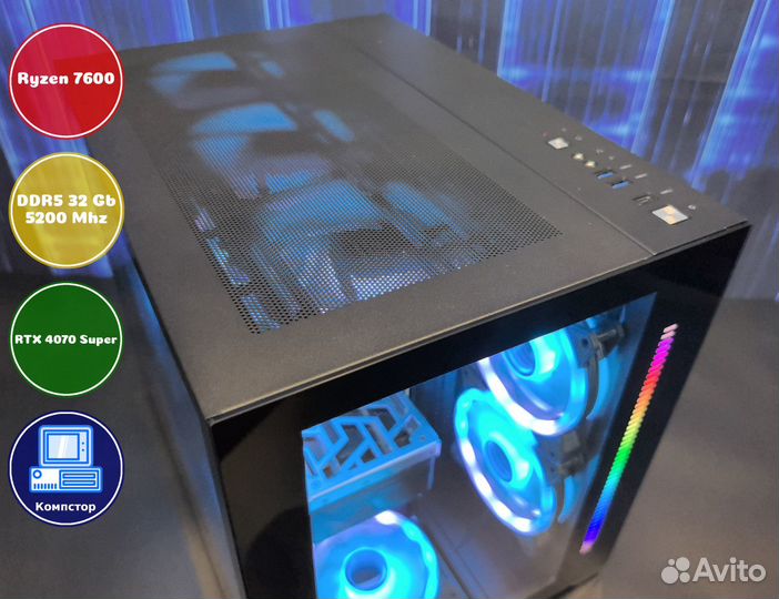 Мощный компьютер AMD7600-RTX4070SUP-32DDR5-KBF-A620