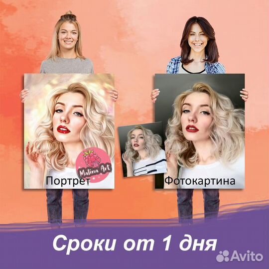 Портрет по фото на холсте