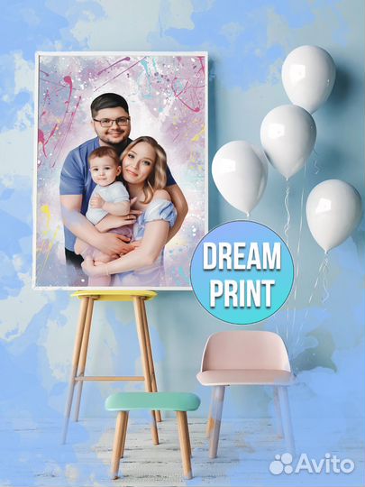 Портрет по фото на холсте подарок на день рождения