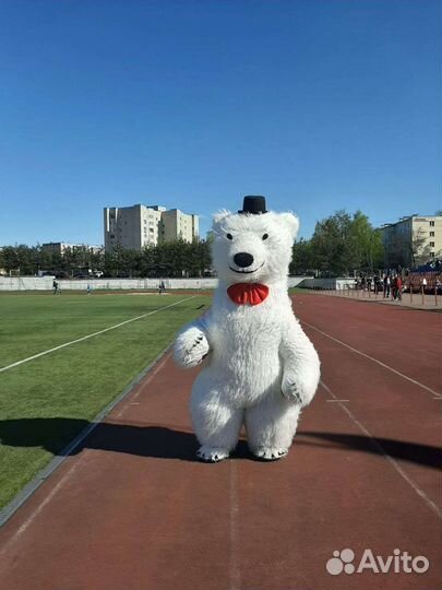 Ростовая кукла Белый Мишка поздравление