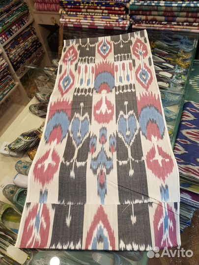 Узбекский хлопковый икат. Бохо ткань. Адрас