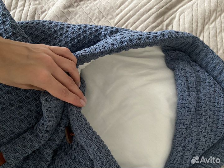 Вязаный конверт одеяло на выписку весна осень