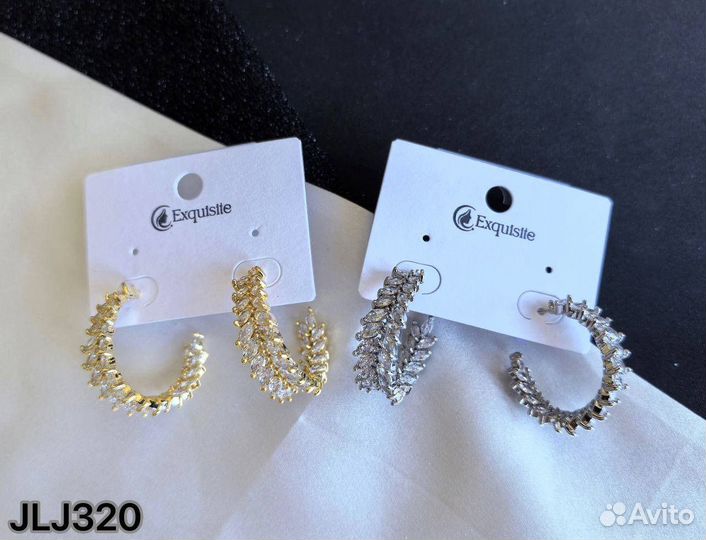 Эстетичные серьги, разные, премиум цирконы