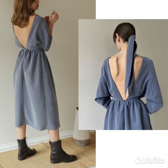 Платье unique fabric черешня L с открытой спиной