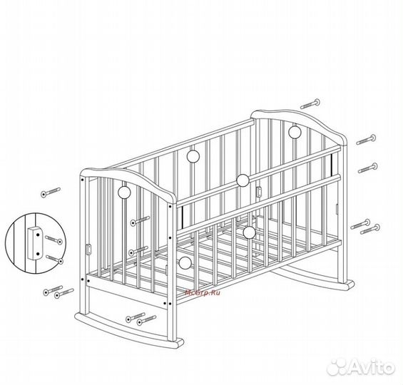 Детская кроватка с поперечным маятником