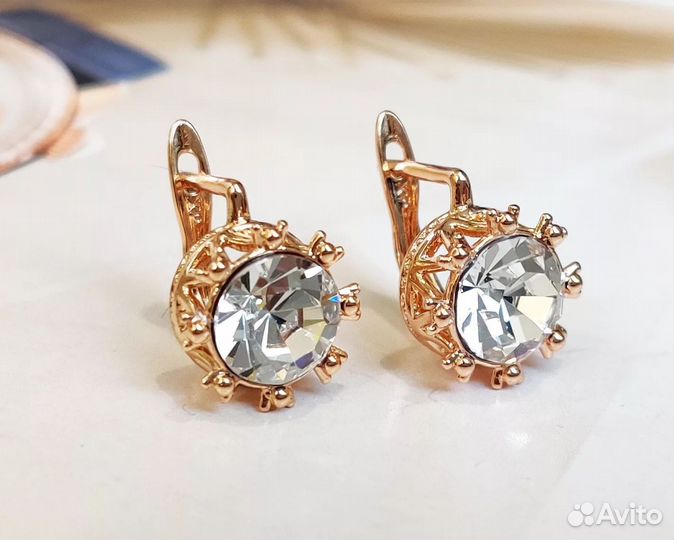 Серьги с настоящими кристаллами Swarovski