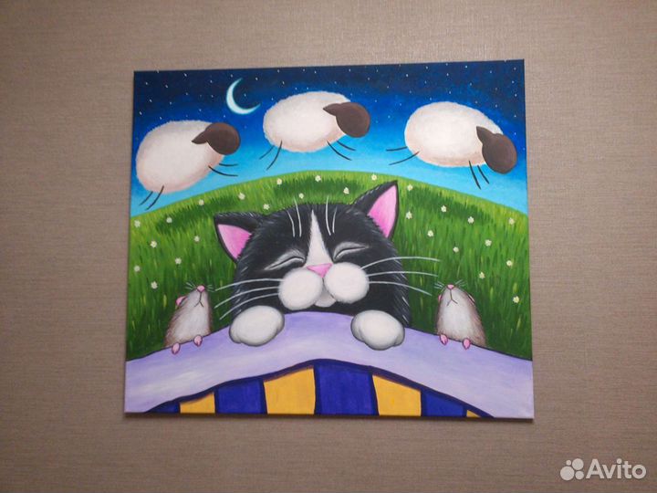 Картина детская, котик