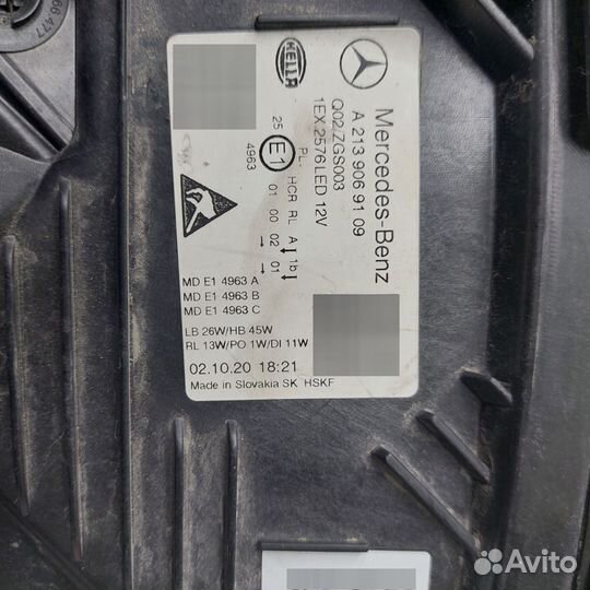 Фара правая Mercedes w213 рестайлинг, A2139069109