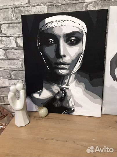 Картина монашка холст на раме, акрил