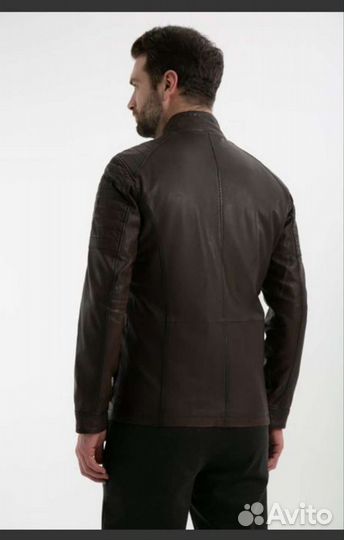 Кожаная куртка мужская коричневая р.54