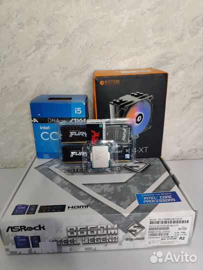 Новый комплект i5 12400f+Asrock b660m+16gb+кулер