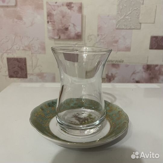 Стакан армуды набор с блюдцами