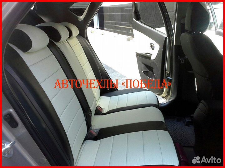 Чехлы Kia Ceed 2 из экокожи чёрно-белые Классика