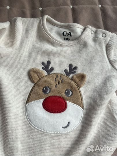 Комбинезон-слип новогодний 68, 80 см