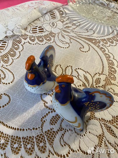 Солонка и перечница декоративные петушки СССР