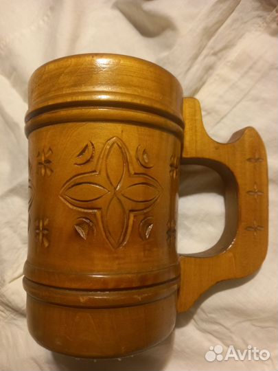 Пивная деревян кружка с обжигом 500 мл