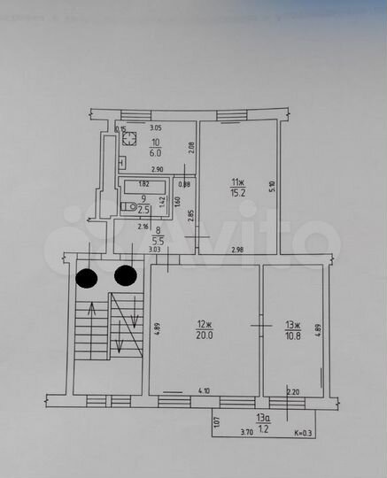 3-к. квартира, 61,2 м², 3/4 эт.