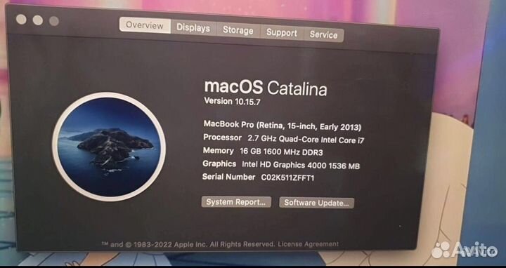 Apple macbook pro 15 retina 2013